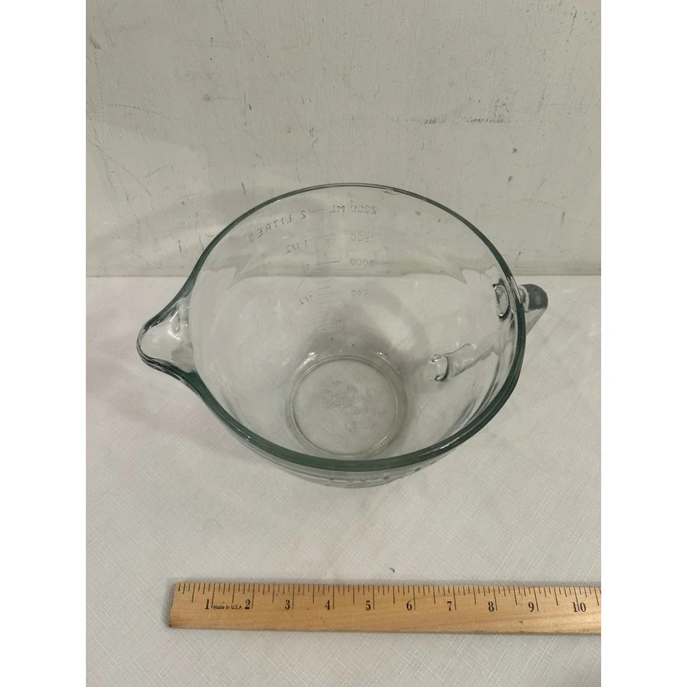 Pampered Chef Glass Batter Bowl 2 Quart Clear 8 Cup Measuring Mixing Bowl Unisex